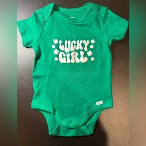 Gerber Green "Lucky Girl" Short-Sleeve Baby Bodysuit